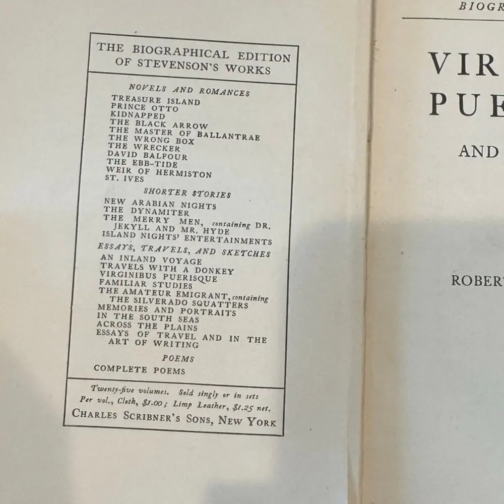 Virginibus Puerisque & Other Papers Biographical Ed Robert Louis Stevenson‎ 1905